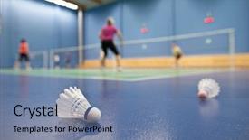  Presentation with badminton - Cool new presentation theme with badminton - badminton courts with players backdrop and a seafoam green colored foreground