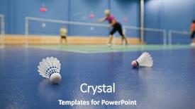  Presentation with badminton - Audience pleasing presentation theme consisting of badminton - badminton courts with players backdrop and a  colored foreground