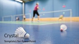  Presentation with badminton - Cool new presentation with badminton - badminton courts with players backdrop and a light blue colored foreground