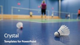  Presentation with badminton - Colorful slides enhanced with polder landscape in the netherlands diagonally bisected by a ditch with reeds on the waterfront backdrop and a tawny brown colored foreground