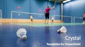  Presentation with badminton - Colorful theme enhanced with badminton - badminton courts with players backdrop and a ocean colored foreground