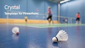  Presentation with sports badminton - Beautiful slides featuring badminton - badminton courts with players backdrop and a teal colored foreground