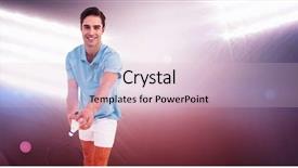  Presentation with badminton - Amazing slide deck having badminton player holding a racquet ready to serve against spotlights backdrop and a lemonade colored foreground