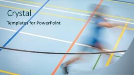  Presentation with sports badminton - Beautiful PPT theme featuring badminton player in fast motion backdrop and a light blue colored foreground