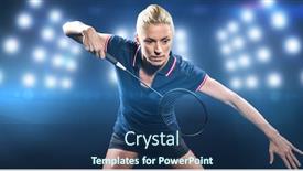  Presentation with badminton - Presentation theme having badminton player playing badminton against composite image of spotlight background and a ocean colored foreground