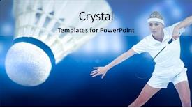  Presentation with badminton - Amazing slide set having badminton player playing badminton against composite image of spotlight backdrop and a light blue colored foreground