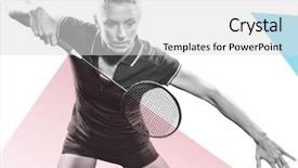  Presentation with badminton - Beautiful PPT layouts featuring badminton player playing badminton backdrop and a light gray colored foreground