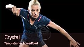  Presentation with badminton - Presentation theme featuring badminton player playing badminton background and a wine colored foreground