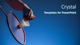  Presentation with badminton - Beautiful slide set featuring badminton-racket-and-shuttlecock-closeup backdrop and a ocean colored foreground