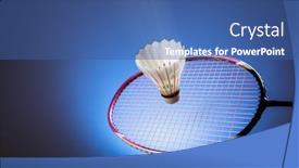  Presentation with badminton - Beautiful theme featuring badminton-racket-and-shuttlecock-closeup backdrop and a ocean colored foreground