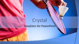  Presentation with badminton - Colorful presentation enhanced with badminton-racket-and-shuttlecock-closeup backdrop and a light blue colored foreground