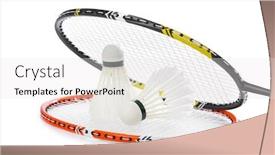  Presentation with white badminton shuttlecock - Presentation theme consisting of badminton-racket-and-shuttlecock-isolated background and a white colored foreground
