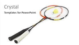  Presentation with white badminton shuttlecock - Colorful PPT theme enhanced with badminton-racket-and-shuttlecock-isolated backdrop and a white colored foreground