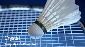  Presentation with badminton - Beautiful PPT theme featuring badminton racket and shuttlecock backdrop and a teal colored foreground