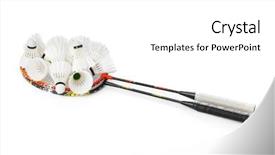  Presentation with badminton - Amazing theme having badminton rackets and feather shuttlecocks backdrop and a white colored foreground