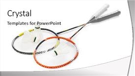 Presentation with feather - Presentation theme featuring badminton rackets and feather shuttlecocks background and a white colored foreground