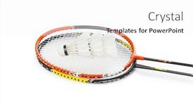  Presentation with badminton - Presentation theme featuring badminton-rackets-and-feather-shuttlecocks background and a white colored foreground