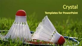  Presentation with badminton - Amazing slide deck having badminton set on grass backdrop and a  colored foreground