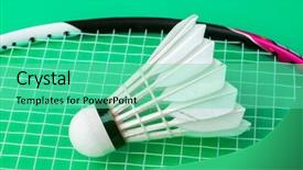  Presentation with badminton - Audience pleasing PPT theme consisting of badminton shuttlecock and racket backdrop and a seafoam green colored foreground