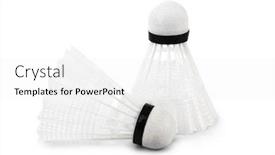  Presentation with white badminton shuttlecock - Cool new presentation theme with badminton-shuttlecock-isolated-on-white backdrop and a white colored foreground