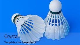  Presentation with sport blue - Amazing theme having badminton shuttlecocks on blue - sport backdrop and a teal colored foreground
