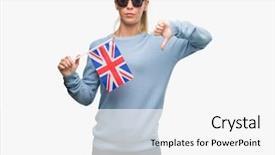  Presentation with negative - Amazing PPT theme having baduk - beautiful young woman holding uk backdrop and a  colored foreground