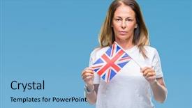  Presentation with united states and flag and eagle - Audience pleasing PPT theme consisting of baduk - middle age hispanic woman holding backdrop and a light blue colored foreground