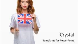  Presentation with united - Theme having baduk - young beautiful woman holding flag background and a  colored foreground