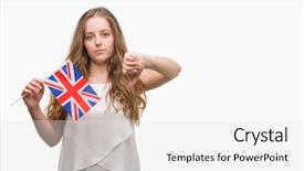  Presentation with blonde holding magnifying glass - Cool new slide set with baduk - young blonde woman holding flag backdrop and a  colored foreground