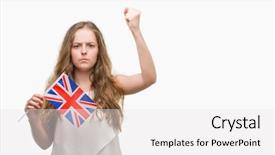  Presentation with flag - Amazing slides having baduk - young blonde woman holding flag backdrop and a  colored foreground