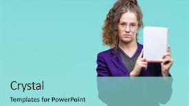  Presentation with young college student diagnosis of sti - Beautiful PPT theme featuring baduk - young brunette student girl wearing backdrop and a arctic colored foreground