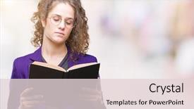  Presentation with young college student diagnosis of sti - Amazing PPT theme having baduk - young brunette student girl wearing backdrop and a  colored foreground