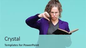  Presentation with happy young student girl holding - Presentation theme enhanced with baduk - young brunette student girl wearing background and a arctic colored foreground