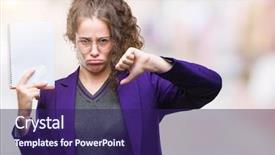  Presentation with student - Colorful slide deck enhanced with baduk - young brunette student girl wearing backdrop and a navy blue colored foreground
