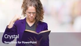  Presentation with happy young student girl holding - Audience pleasing PPT layouts consisting of baduk - young brunette student girl wearing backdrop and a wine colored foreground