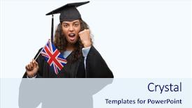  Presentation with young woman - Beautiful slide deck featuring baduk - young hispanic woman wearing graduation backdrop and a  colored foreground