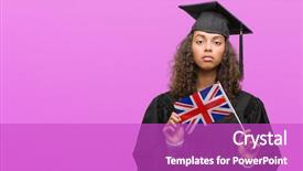  Presentation with confident young hispanic woman - Amazing theme having baduk - young hispanic woman wearing graduation backdrop and a  colored foreground