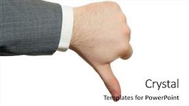  Presentation with hands down - Cool new presentation design with languag bady - businessmen's hands one thumbs-down backdrop and a white colored foreground