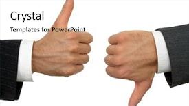  Presentation with hands down - PPT theme consisting of languag bady - businessmen's hands one thumbs-up one background and a sky blue colored foreground