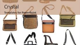  Presentation with bag - Beautiful PPT theme featuring collection of men's bags backdrop and a coral colored foreground