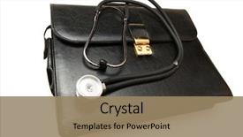  Presentation with case - Presentation design enhanced with doctors' case with stethoscope isolated background and a coral colored foreground