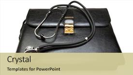  Presentation with case - Beautiful slides featuring doctors' case with stethoscope isolated backdrop and a soft green colored foreground