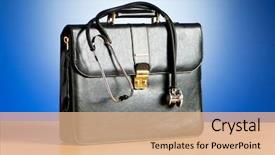  Presentation with medical case study - PPT theme consisting of doctor's case with stethoscope background and a coral colored foreground