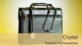  Presentation with case - Colorful PPT theme enhanced with doctor's case with stethoscope backdrop and a  colored foreground