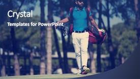  Presentation with golf course - Slide deck with bag and walking at course background and a  colored foreground