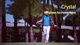  Presentation with golf player playing - Colorful PPT theme enhanced with bag and walking at course backdrop and a  colored foreground