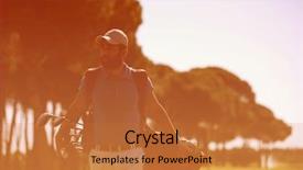  Presentation with golf course - PPT layouts having bag and walking at course background and a  colored foreground