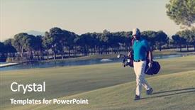  Presentation with golf course - Presentation design consisting of bag and walking at course background and a  colored foreground