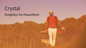  Presentation with golf course - Presentation theme featuring bag and walking at course background and a  colored foreground