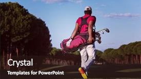  Presentation with golf course - Theme having bag and walking at course background and a wine colored foreground